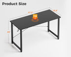 Casaottima 48 Inch Small Computer Desk for Home Office, Study Writing Table for Small Spaces, Simple Modern Desk with Headphone Hooks, Pure Black