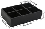 Tea Bag Box Black 6 Compartments Tea Organizer Storage Wood Drawer Station | Tea Bag Holder Large Sugar Packet Holder Coffee Bar Station Sweeteners Condiment Organizer Tea Bag Organizer Caddy