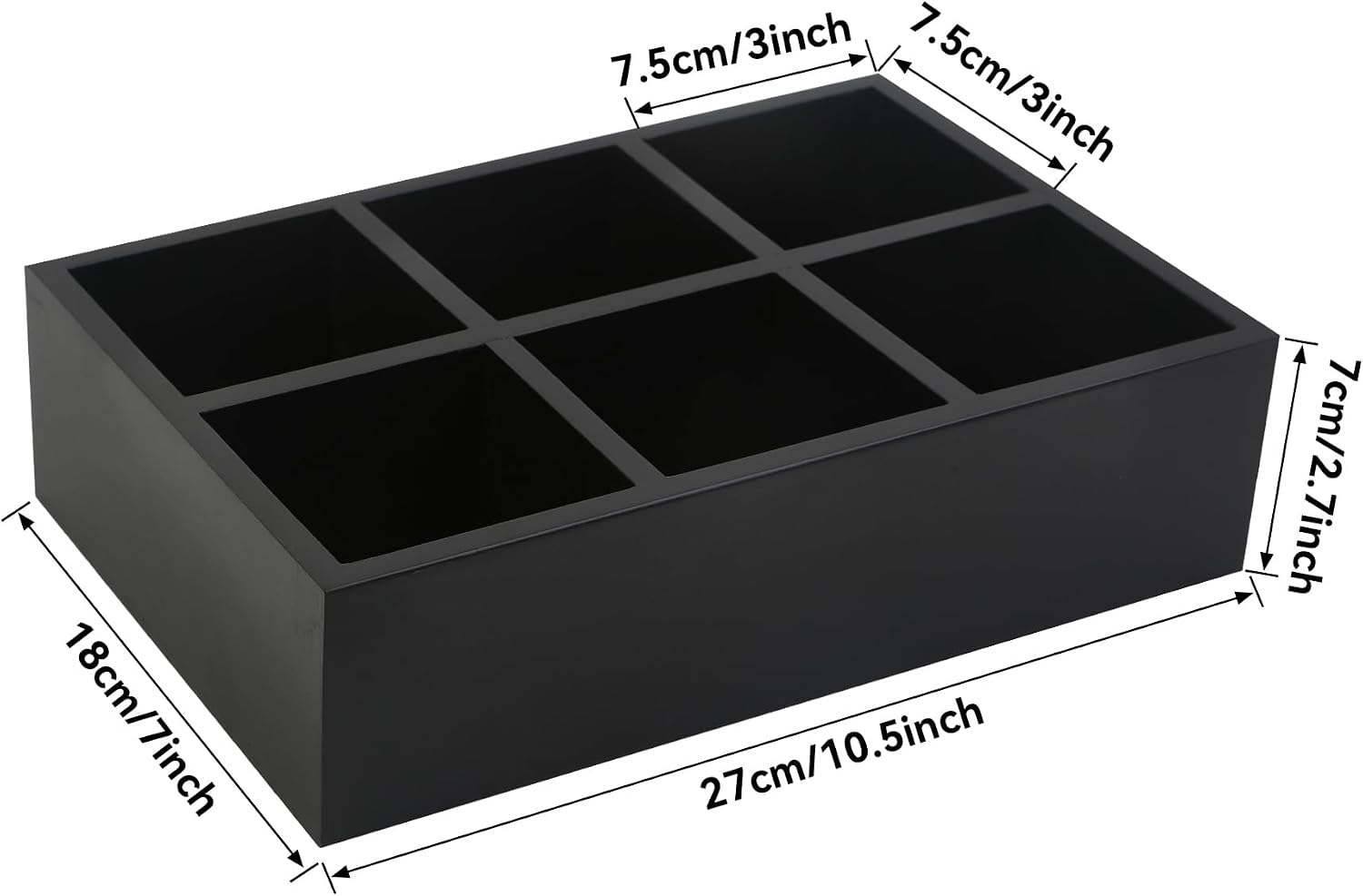 Tea Bag Box Black 6 Compartments Tea Organizer Storage Wood Drawer Station | Tea Bag Holder Large Sugar Packet Holder Coffee Bar Station Sweeteners Condiment Organizer Tea Bag Organizer Caddy