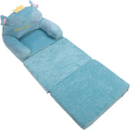 Foldable Kids Sofa, 2 in 1 Open Couch Sleeper for Children, Elephant Embroidery Pattern Comfy Sponge Sofa with Lightweight Portable Design for Bedrooms and Playrooms (Folding in Thirds)