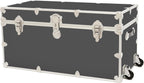 Rhino Trunk & Case Classic XXL Home Storage & College Trunk With Wheels - 36”x18”x18”, Seats 1500+ lbs, Soft-Close Lid. USA Made Secure Dorm Furniture, Organization, Steamer Style Blanket Chest