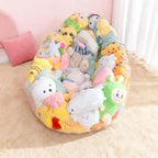 Clear Stuffed Animal Storage Bean Bag Chair for Kids 150L PVC Waterproof Toy Organizer Bean Bag Chair Cover with Zipper, Easy-Clean Plush Toy Holder Seat for Nursery & Playroom (A)