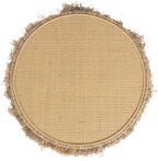 Pemberly Row Contemporary Round End Table, 20 in Wide Natural Rattan and Cane, Handmade Tasseled Finish, Fully Assembled, Living Room or Entryway Accent Furniture