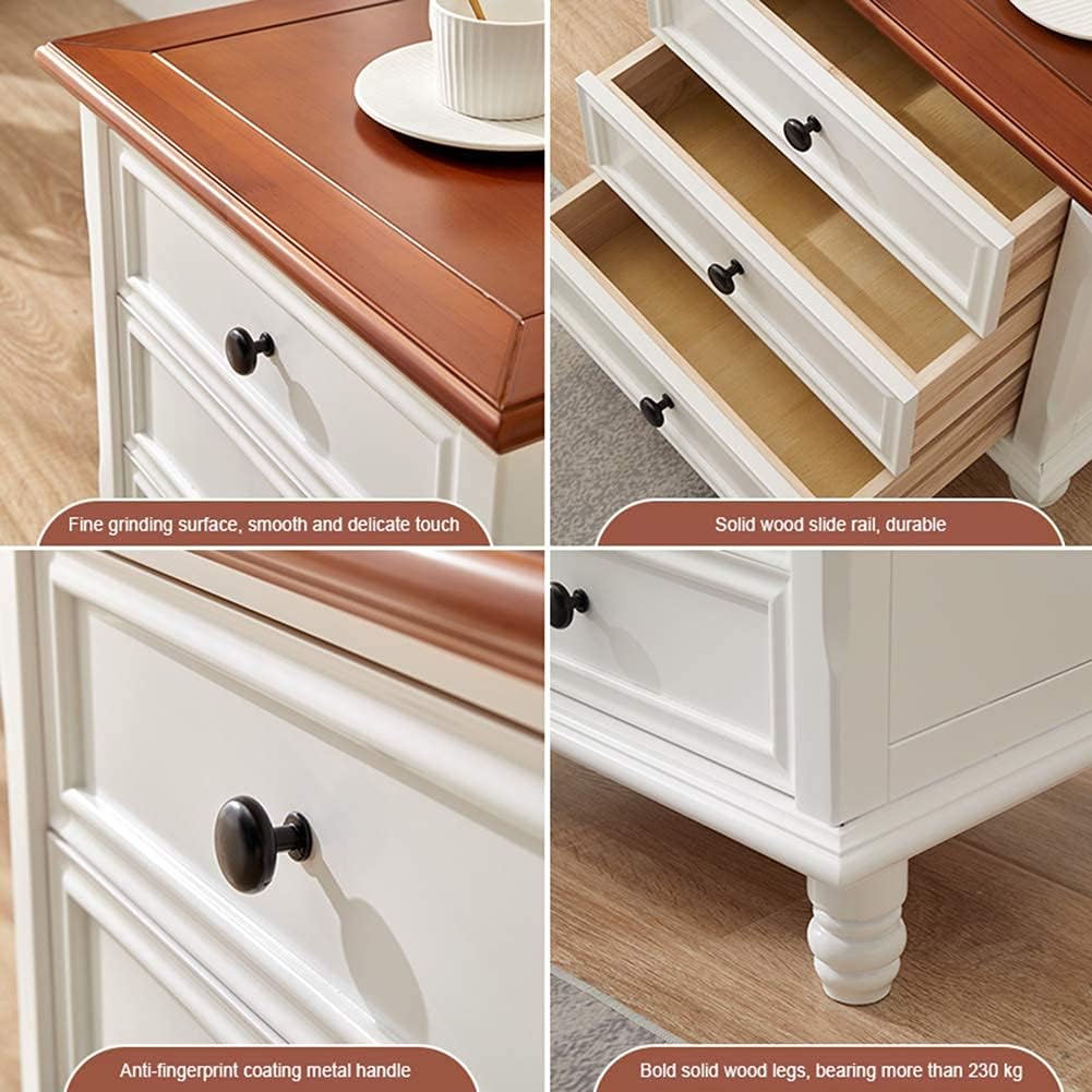 Nightstand Simple Modern Solid Wood Bedside Storage Cabinet with 3 Layers of Drawers And 4 Wooden Feet Bedroom Light Luxury Bedside Table Needed