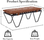 RIVOVA Modern Removable Tufted Upholstered Entryway Bench, 48-Inch Contemporary Indoor Ottoman Bench with Slatted Metal Frame, Brown Leather Bench for Bedroom End of Bed, Dining, Hallway, Living Room