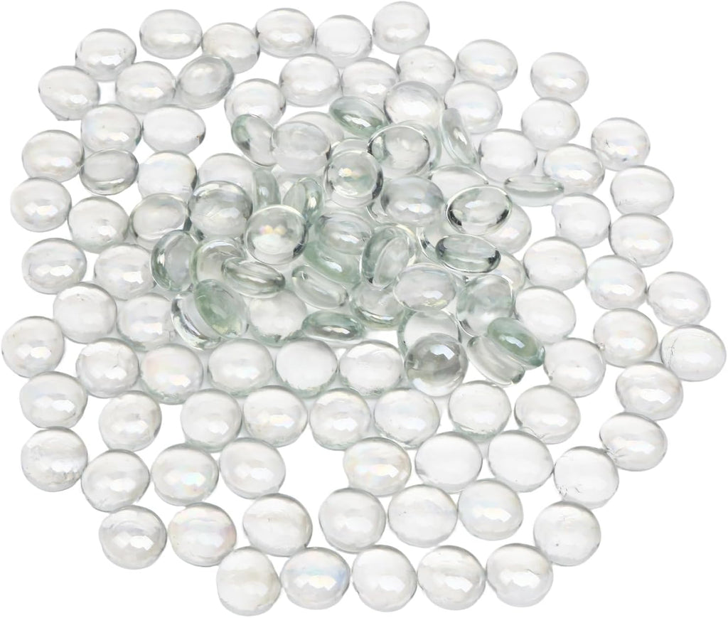 2 lb Clear Glass Beads for Vases, Glass Pebbles, Clear Flat Glass Marbles for Vase Filler Flower Candle Crafts and Wedding Decoration
