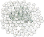 2 lb Clear Glass Beads for Vases, Glass Pebbles, Clear Flat Glass Marbles for Vase Filler Flower Candle Crafts and Wedding Decoration