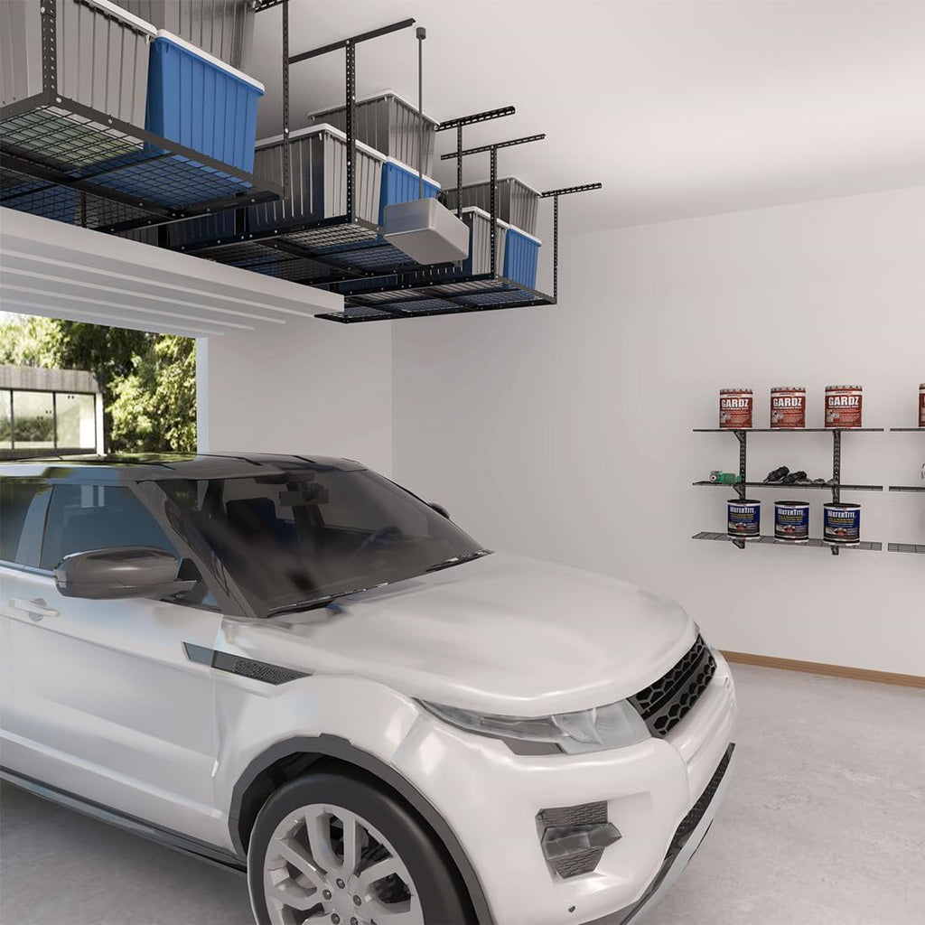 FLEXIMOUNTS 2 Pack 4x6 Overhead Garage Storage Adjustable Ceiling Rack 72" Length x 48" Width x 40" Height, 450lbs Weight Capacity, Black, Classic Series
