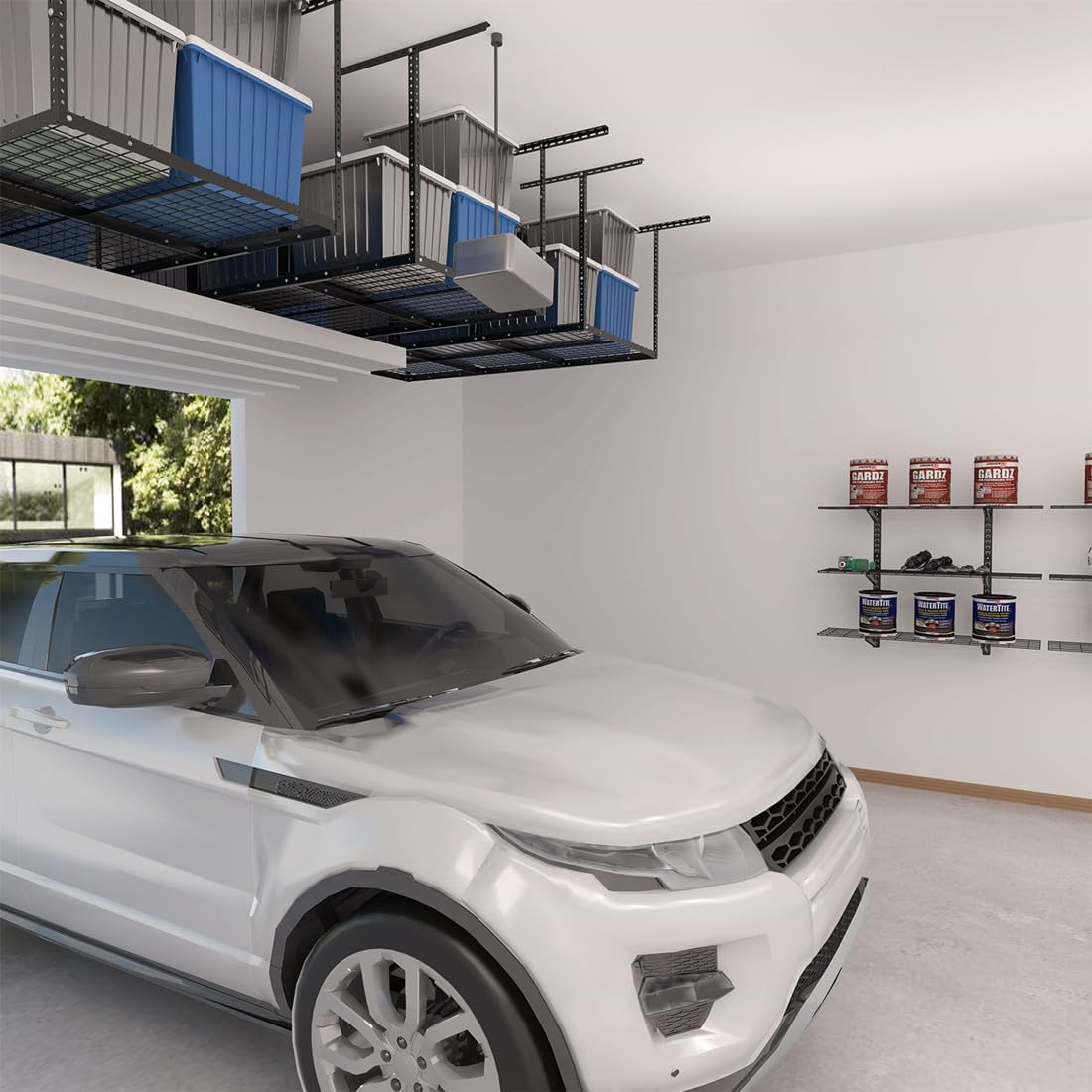 FLEXIMOUNTS 2 Pack 4x6 Overhead Garage Storage Adjustable Ceiling Rack 72" Length x 48" Width x 40" Height, 450lbs Weight Capacity, Black, Classic Series