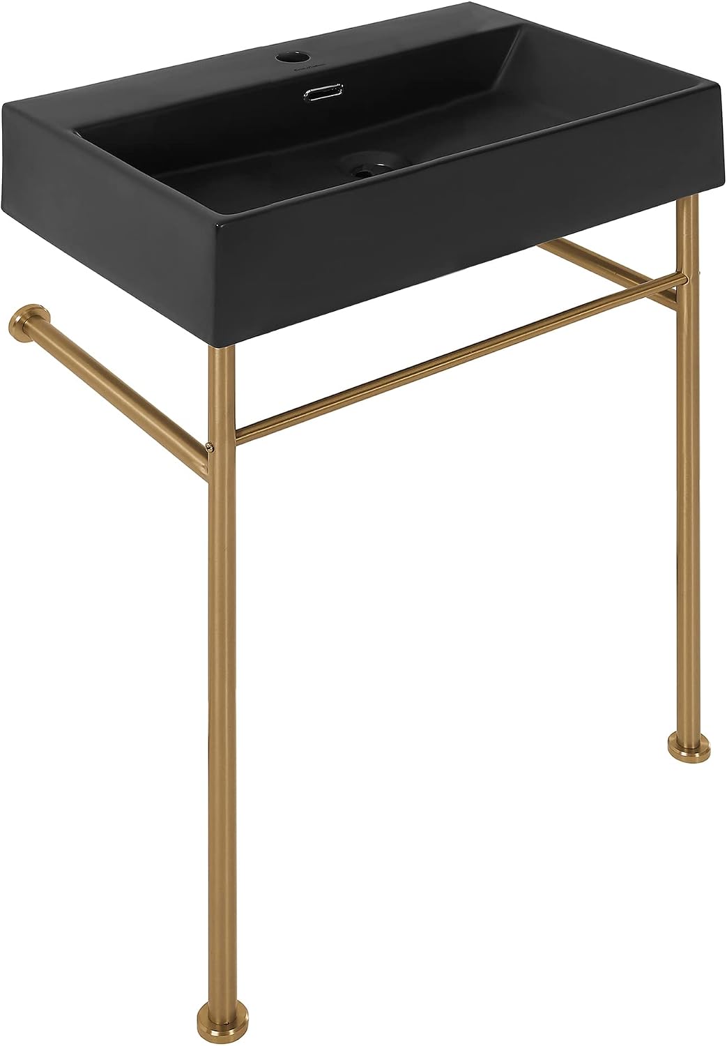 Claire 24" Ceramic Console Sink Matte Black Basin Brushed Gold Legs