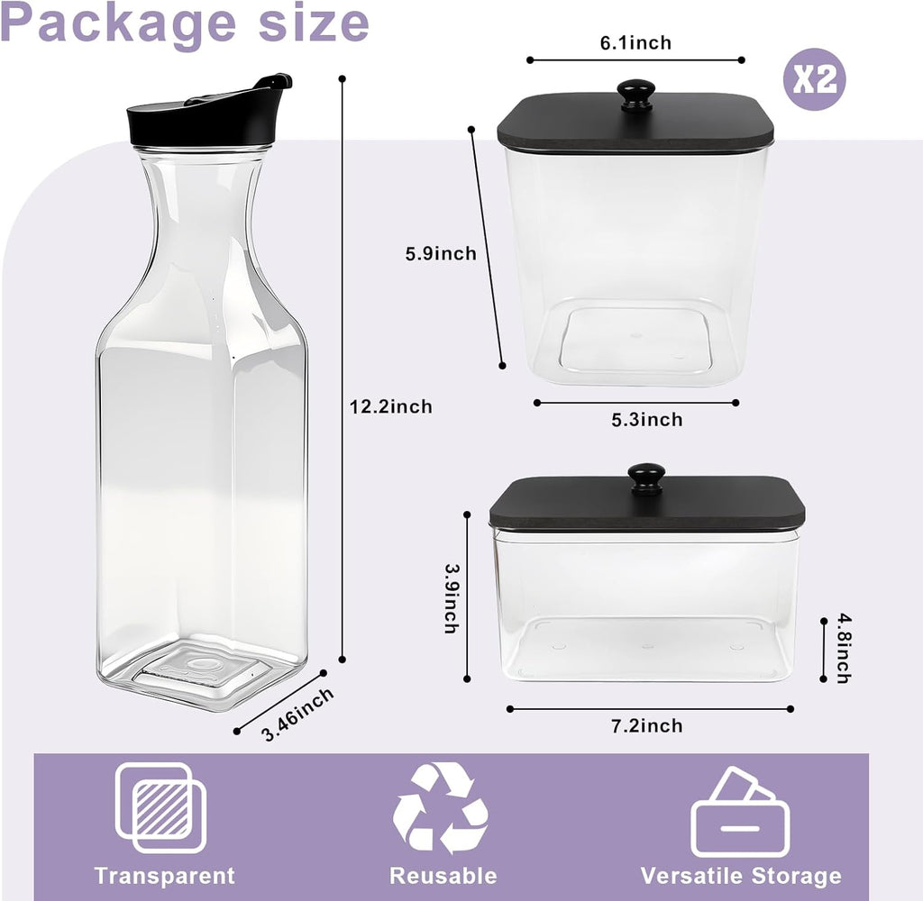 POLRAI Laundry Pod Containers and Dryer Sheet Holder and Laundry Detergent Dispenser Clear Laundry Room Organization and Storage with Wooden Lids Labels and spoon （2+1+1 Pack）