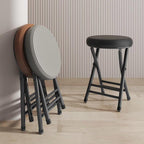 Portable Folding Bar Stool 20in Backless Chair Round Padded Breakfast Barstool for Living Room Bedroom