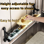 Wall-Mounted Easy Fold Shoe Rack with Adhesive Suspension: Space-Saving & Quick-Install for Home Use (19.68in), Black, WFJShoeOrganizerforCloset6