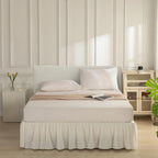 Bed Skirt Queen Size Ruffled Bed Skirt with Split Corners, Queen Bed Skirts 14 Inch Drop with Platform, 14'' Queen -Ivory