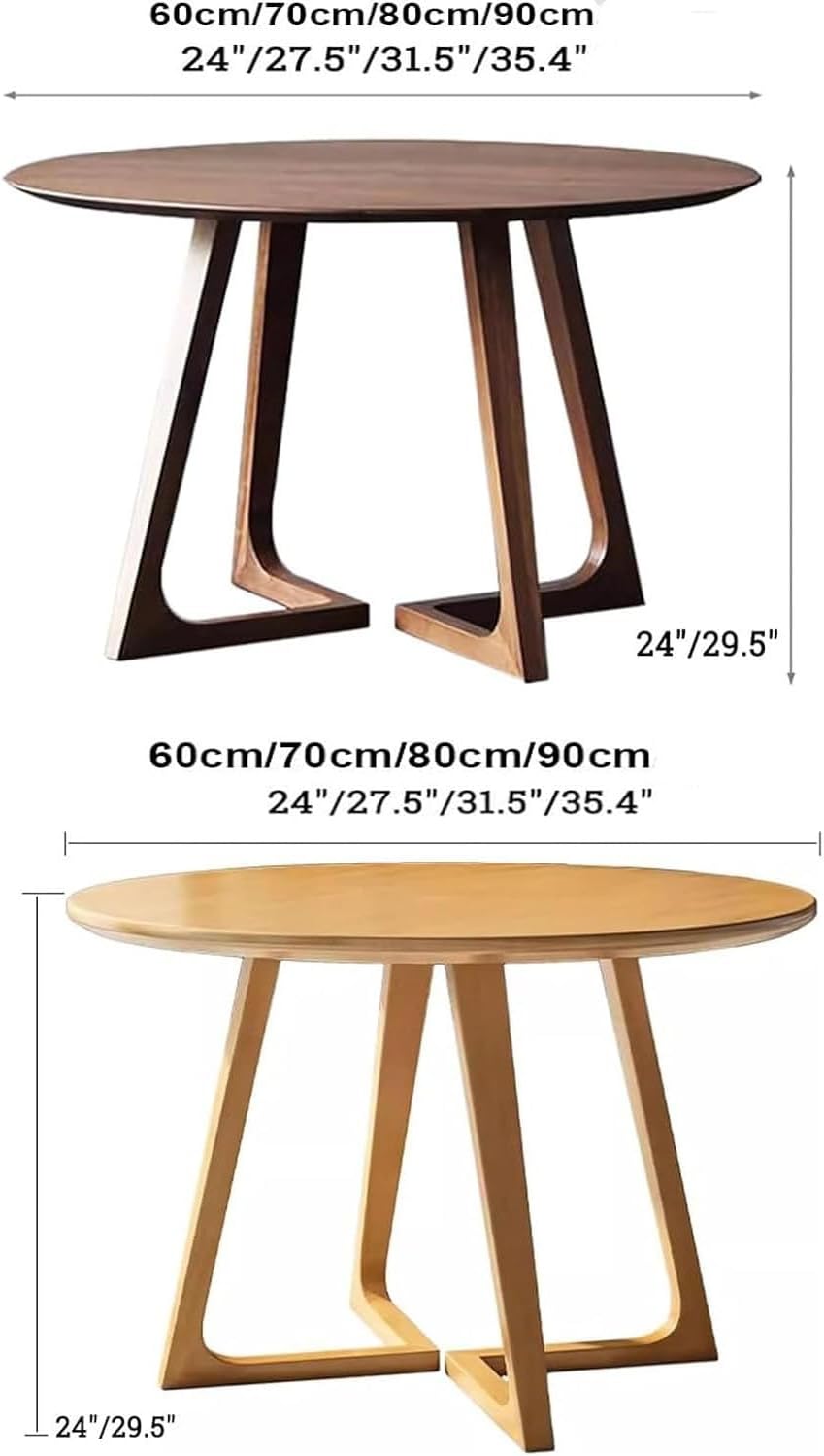 Mid Century Modern Dining Table Round Solid Wood Kitchen Dining Room Tables Rustic Pedestal Table Small Leisure Coffee Table for 2,4 People for Living Room(Walnut Color,60 * 60cm)