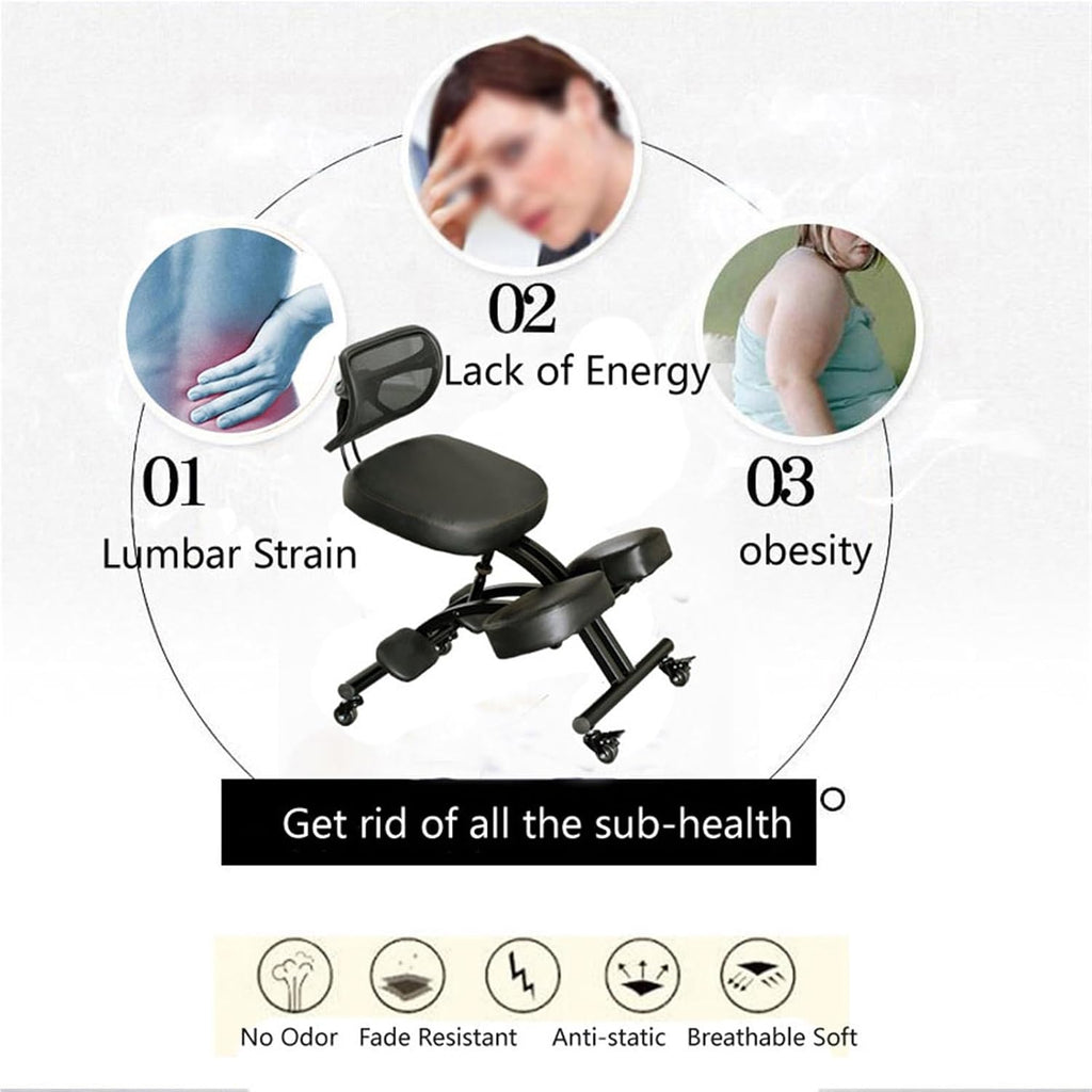 Ergonomic Kneeling Chair,Home Office Desk Chairs,Meditation Chair with Height Adjustable,Posture Office Stool with an Angled Seat and Casters