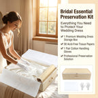 Wedding Dress Storage Box with 30 Acid-Free Paper and Microfiber Gloves, Large Wedding Dress Preservation Box Beige Storage Boxs for Weddingdress Heirlooms Gowns