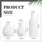6 Pieces Ceramic Vase Set for Table Centerpieces Decor Include Wood Chain Link Bead Garland Boho Rustic Serving Tray for Home Table Living Room Dining Decoration(White)