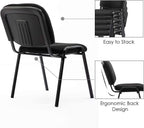 ROCITY Waiting Room Chairs Set of 5 Stackable Conference Room Chairs Mesh Office Reception Chair for Guest, School Breakroom Banquet Church Lobby (Mesh-Cushion,Black,5PCS)