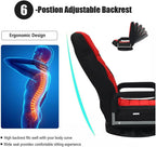 Floor Gaming Chair, Soft Floor Rocker 7-Position Swivel Chair Adjustable for Kids Teens Adults Playing Video Games, Reading, and Relaxing (Red)