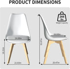 SHGJ&SOFT Modern Dining Chair Set of 4, PU Leather Kitchen Chair with high Back, Tulip Chair with Solid Wood Legs with Cushion and Back Cushion for Living Room Bedroom Dining Room (White, 4 PC)