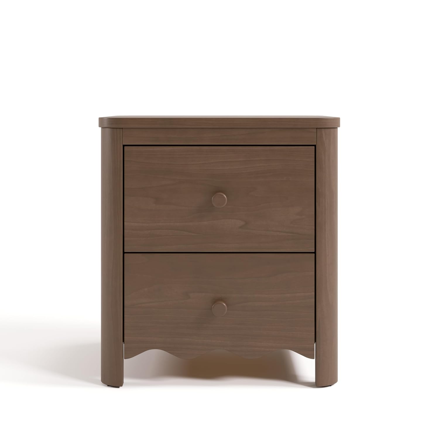 Storkcraft Casablanca 2 Drawer Nightstand, Hazelnut | GREENGUARD Gold Certified, Storage for Kids Bedroom, Premium Wood Nightstand with Iconic Wave Detailing and Rounded Posts