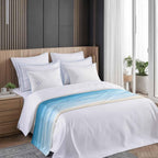 Bed Runner Scarf for King Size Bed, Blue Summer Beach Beds Scarf Throws for Foot of Bedding, Coastal Ocean Nautical Seaside Decorative Beds Runners for Bedroom Guestroom, 94"x20"