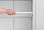 Kitchen Pantry Cabinet: Rustic White Steel Storage with Adjustable Shelves - Double Door Design for Small Apartments Kitchen Organization & Home Storage Solutions