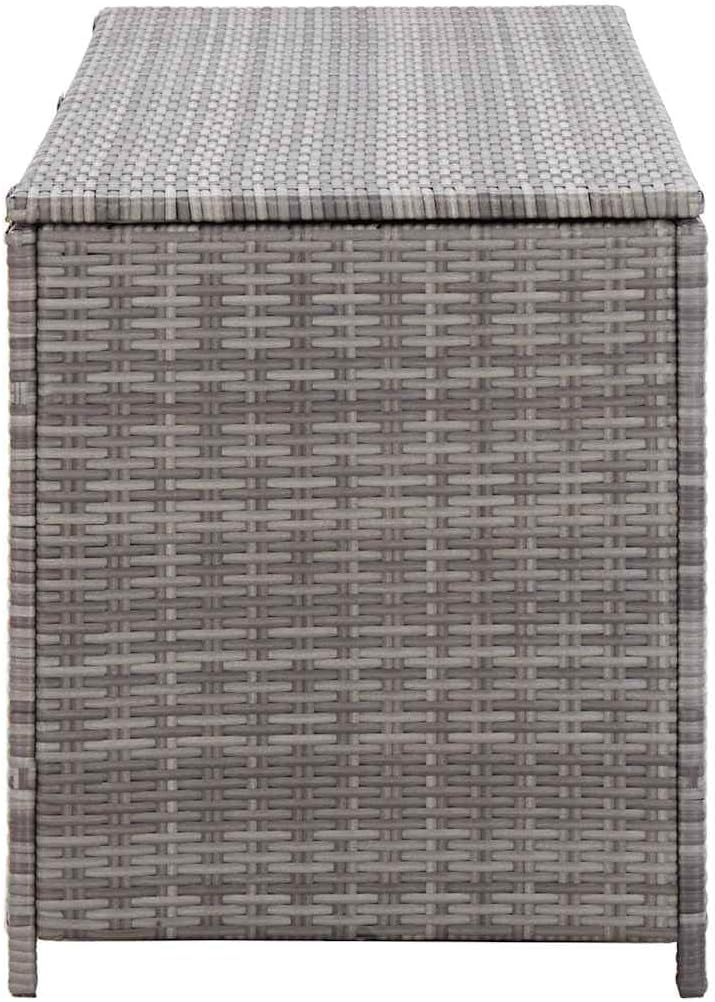Durable Poly Rattan Patio Storage Box Gray 59.1x19.7x23.6 Inches, Outdoor Storage Bench with High Load-Bearing Capacity for Cushions, Pillows, Blankets, and Towels