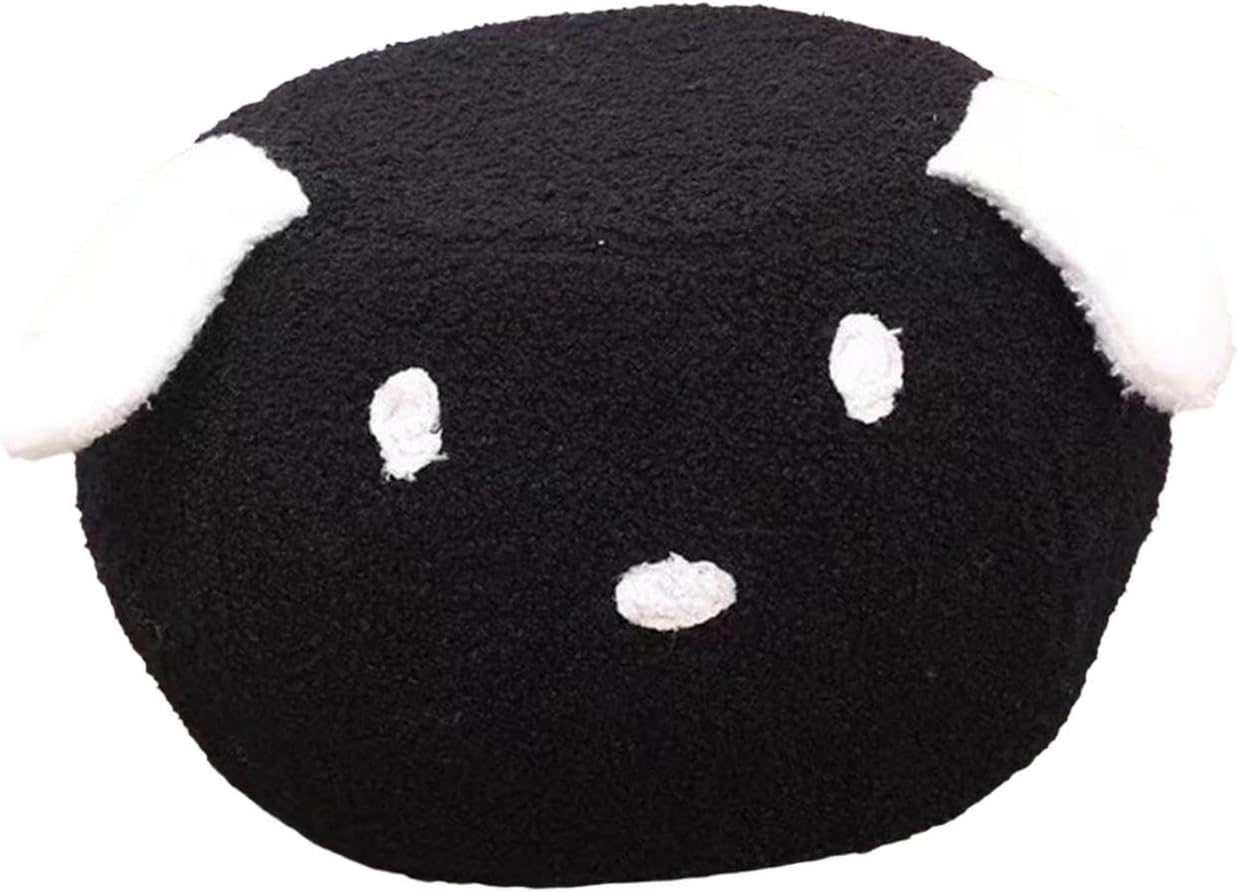 Footstool Animal Footstools Step Stool Kids Stool Upholstered Ottoman Bench Animal Footrest Seat Soft Padded Cushion Suitable for Home, Black Dog