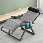 Gravity Lounge Chair Patio Adjustable Sun Lounger Garden Chairs Reclining Folding with Cup Holder and Pillow(Black+Cushion C)