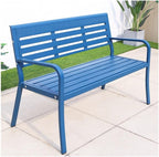 Outdoor Bench, Cast Aluminum Park Bench - Outdoor Backrest Garden Bench for Patio, Yard Garden Bench(Green)