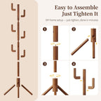 Yoobure Solid Wood Coat Rack - Cactus Coat Tree Freestanding with 8 Hooks, Coat Hanger Stand with 3 Adjustable Sizes for Jacket, Hat, Clothes Stands for Hall, Entryway, Bedroom, Office, Living Room