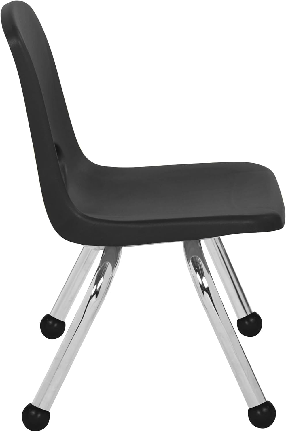 FDP 10" School Stack Chair, Stacking Student Seat with Chromed Steel Legs and Ball Glides For In-Home Learning or Classroom - Black (6-Pack), 10355-BK