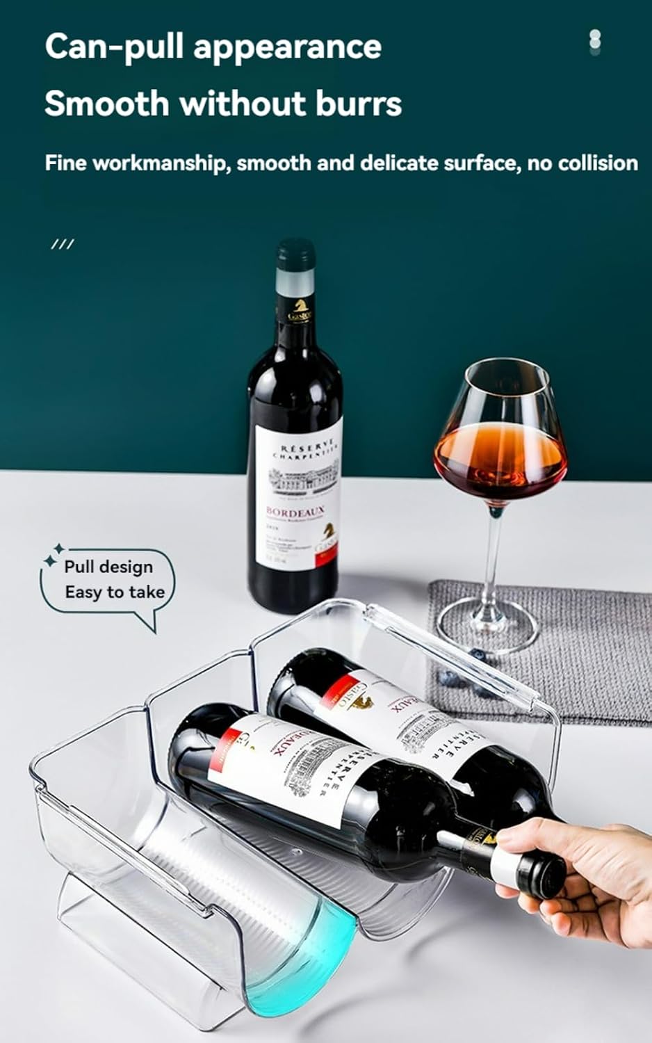 Transparent Wine Rack Stackable Bottle Holder for Refrigerator Beverage Storage and Organization at Home (3 Link)