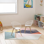 Jamesdar, Kurv Mini Kids Chair Set of 2, Indoor/Outdoor, 50Lbs Capacity, Polypropylene, Steel, White/Natural