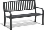 SHGJ&SOFT 50'' Outdoor Bench, Garden Bench, Outdoor Metal Frame Patio Park Bench with Backrest and Armrests,for Porch, Lawn,Garden,Yard (BK-08)