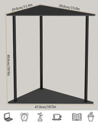 Yawinhe Metal Side Table,Triangle End Table with 2-Tier Storage Shelves,Triangular Nightstand Bedside Table for Small Spaces,Small Triangle Coffee Table for Living Rooms,Bedrooms,Black, SZJ202B-1