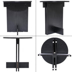 Ya-Home Black Round Side Table, Modern Accent Coffee Table End Table with Wooden Frame, Small Side Plant Stand Nightstand for Living Room/Corners, Small Space