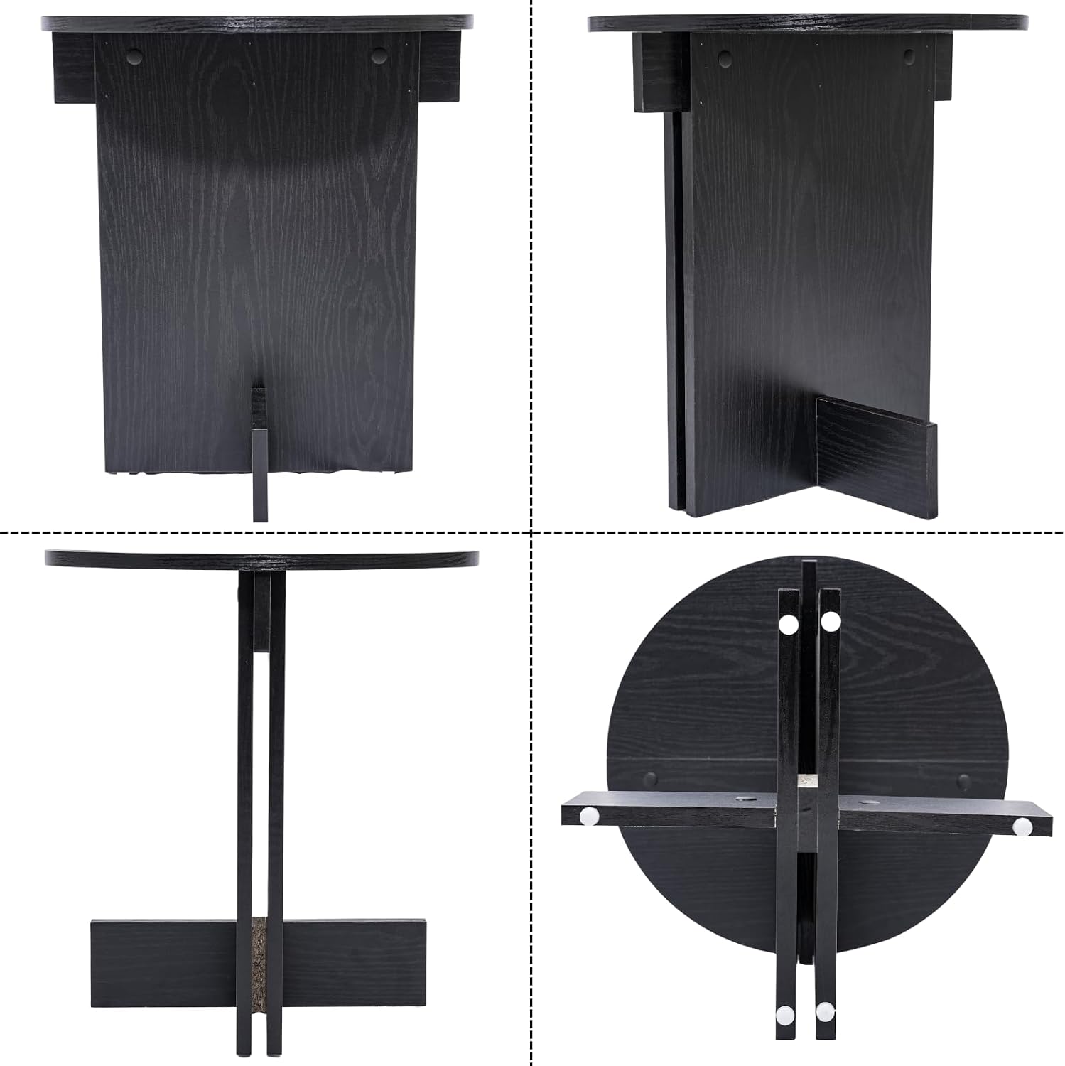 Ya-Home Black Round Side Table, Modern Accent Coffee Table End Table with Wooden Frame, Small Side Plant Stand Nightstand for Living Room/Corners, Small Space
