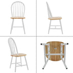 chairus White Windsor Dining Chairs Set of 2, Farmhouse Wooden Dining Room Chairs with Spindle Bow Back, Modern Cottage Oak Side Kitchen Chairs