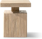 Jennifer Taylor Home Calder 18" Solid Square Reclaimed Elm Block Plinth Side Table, Heritage Light Natural Brown Reclaimed Elm