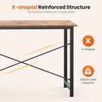 Sweetcrispy 40 Inch Computer Desk with Drawers for Home Office Writing Desk X Shaped Reinforcement Wood Surface Adjustable Position Modern Study Work Side Hook Metal Frame Storage Station Rust