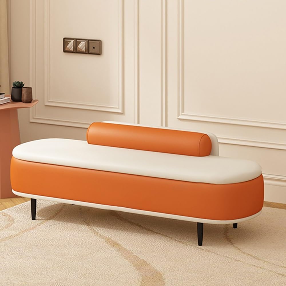 Modern Bedroom Bedside Bench Light Luxury Shoe Entrance Long Entry Cloakroom Sofa Entryway(Coffee,Medium)