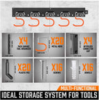 HORUSDY 64 Inch Adjustable Storage System, Wall Mount Tool Organizer, Tool Hangers for Mop and Broom Holder Shovel, Rake, Broom, Mop Holder, Etc (Pack of 2)