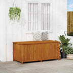 Solid Acacia Wood Garden Storage Box 68.9"x31.5"x29.5" with Waterproof Bag, Patio Storage Bench with Gas Lift Lid for Cushions and Tools