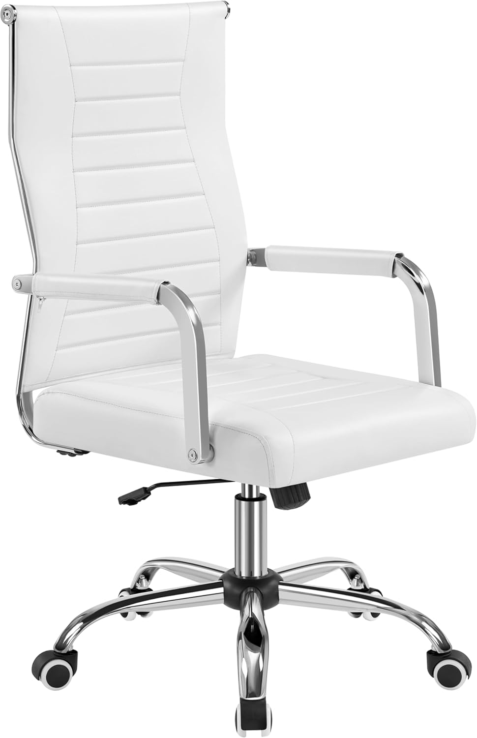 Yaheetech High-Back Office Desk Chair Executive Task Chair Management Chair PU Leather Chair Height Adjustable with Ergonomic Backrests for Conference and Home, White