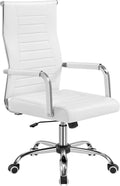 Yaheetech High-Back Office Desk Chair Executive Task Chair Management Chair PU Leather Chair Height Adjustable with Ergonomic Backrests for Conference and Home, White