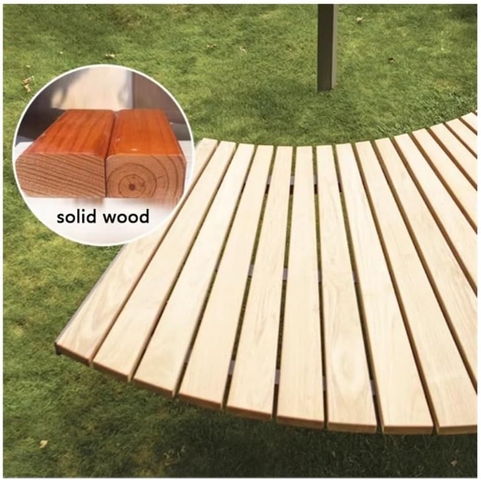 Benches, Outdoor Benches Chair, Circular Park Seats, Modern Anti-Corrosion Wooden with Steel Frames