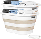 OOAMBB 43L(11.5Gallon) Collapsible Laundry Baskets plastic, Pop Up Laundry hamper/Storage Container, Foldable Laundry Basket with Large Capacity,Sturdy,Space Saver (Beige, 2 Packs)